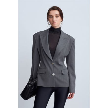 Getailleerde Crepe Blazer met Sjalkraag