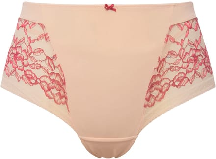 Ulla Popken - Dames - Hipster microvezel tweekleurige kant - Huidkleurig - Maat 54+