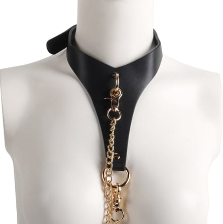 Banoch | Collar Classic | imitatie leer halsband zwart / goud | bdsm