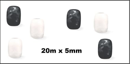 6x Cadeaulint zwart en wit 20 meter x 5 mm - Eitje - kado lint verjaardag kerst sinterklaas feest
