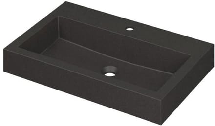 INK Momento Wastafel Quartz met 1 Kraangat - 700x450x90 mm - Quartz Zwart