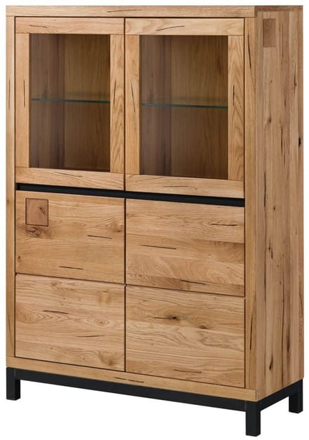 MASSIVMOEBEL24.DE wilde eik vitrine blank massief hout 103x40x148 cm (BxTxH) geolied gemonteerd VILLANDERS volledig massief #102