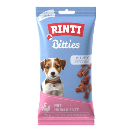 75g Extra Puppy Bitties Kip & Rund Kip & Eend RINTI Hondensnacks