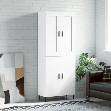 Vidaxl Witte Vitrinekast, Wit, 69,5X34X180 Cm, Materiaal Houtvezelplaat