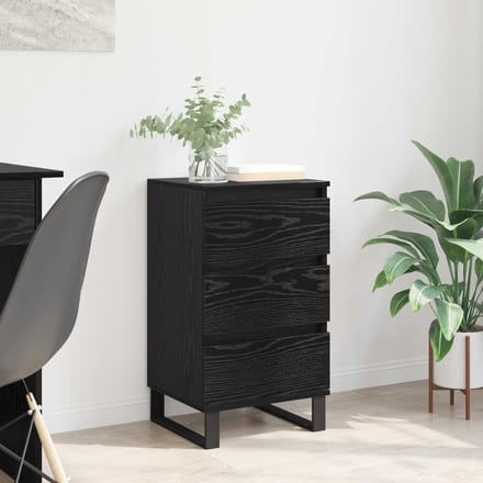 vidaXL - Dressoir - Zwart - eiken - Bewerkt - hout