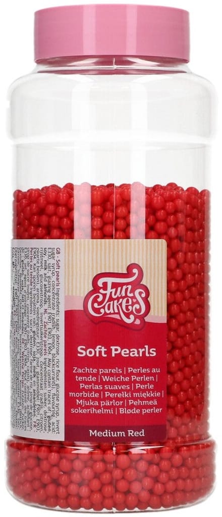 FunCakes Soft Pearls - Klein - Red - 500g