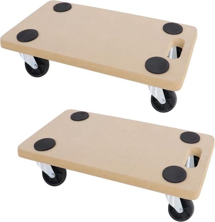 Set van 2 Meubelrollers met Rubberen Topplaten voor Zware Lasten tot 200 kg
