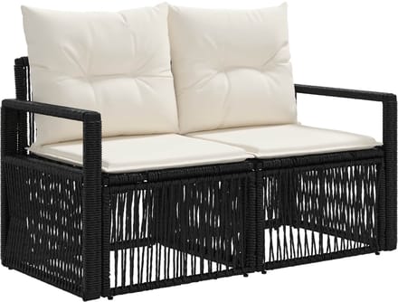 vidaXL - Tuin - Sofa - 2-Aantal - zitplaatsen - Zwart - poly - rattan