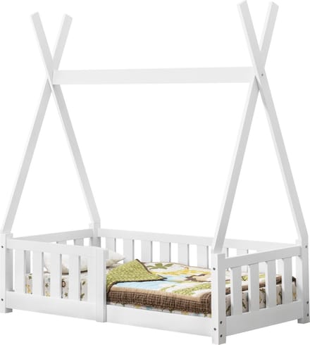 Kinderbed Tipi met uitvalbeveiliging 140x70 cm wit