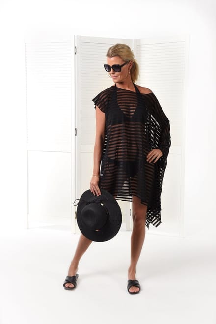 Donne del Sole - Strandponcho Una - Zwart - Strandtuniek