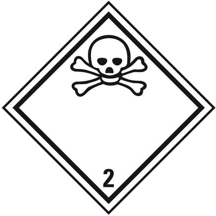 ADR klasse 2.3 sticker giftig gas 150 x 150 mm