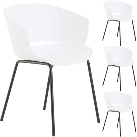 Tuinstoelen NIVEL, set van 4, van aluminium en kunststof - wit