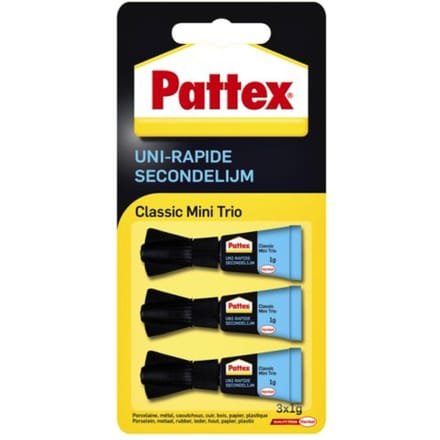 Secondelijm Pattex Classic mini trio tube 3x1gram op blister