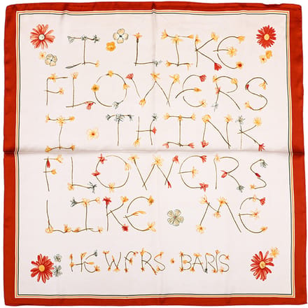 Vierkante Sjaal met Botanisch Tekstmotief en Florale Details (70x70cm)