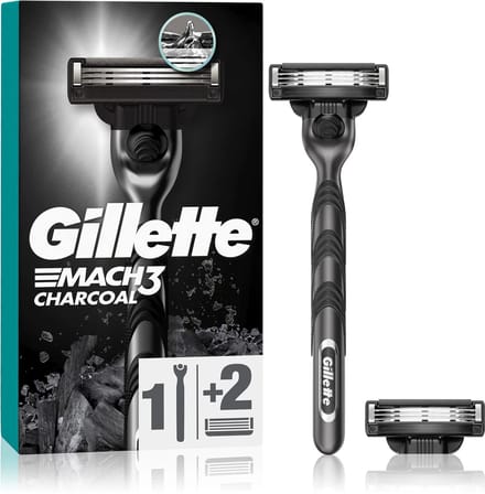Gillette Mach3 Charcoal Razor + 2 Replacement Blades