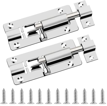 Dailygoods - Set van 2 Roestvrijstalen Deurvergrendelingen met Schroeven