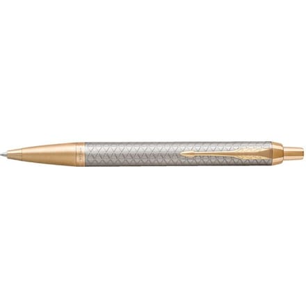 Parker IM Ballpoint Pen | Premium Warm Zilver | Gemiddeld Point Blauw Inkt | Gift Box