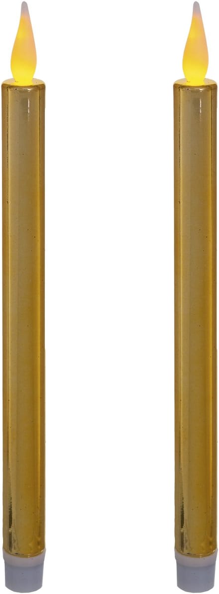 Feeric lights & Christmas LED dinerkaarsen - 2x - goud - 28 cm - glitter - sfeervol