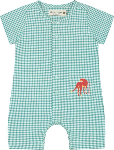 Smitten Organic Vichy Embroidered Shortall