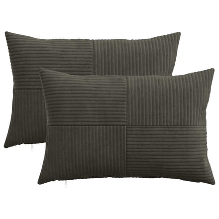 vidaXL - Kussensloop - 2 - pcs - ALMELO - Antracietkleurig - 50 - x - 75 - cm - corduroy
