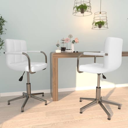 vidaXL - Eetkamerstoelen - draaibaar - 2 - st - kunstleer - wit