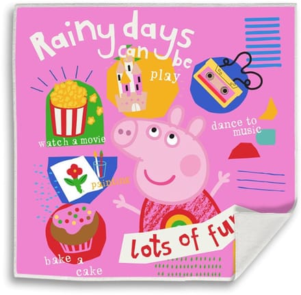 Peppa Pig Rainy Fun Magische Handdoek Gezichtshanddoek, Handdoek 30x30cm