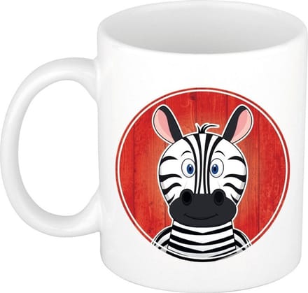Zebra mok - wit - keramiek - 300 ml - kinder beker zebra