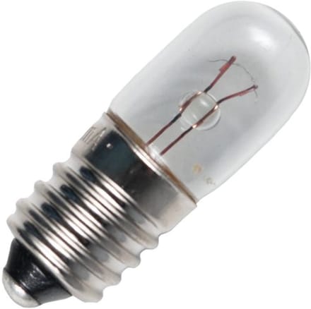 Signaallamp E10 6.3V 2W - 317 mAh - Per stuk - T10 Gloeilamp Ø10mm - 28mm - 2500K - Dimbaar