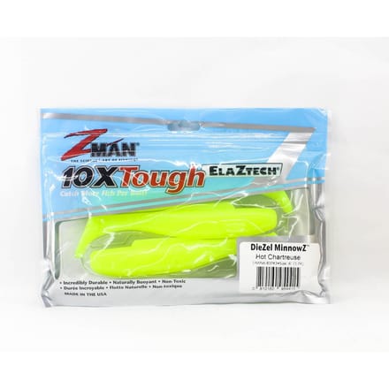 Zman Soft Lure Diezel MinnowZ 6 Inch 3 per Pakket Hot Chartreuse (4415) gray
