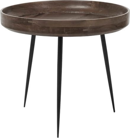 Mater Bowl table L - sirka grey stained mango wood - steel legs D52cm / H46cm