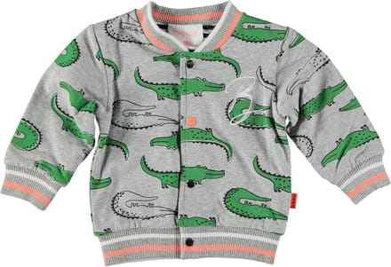 BESS - Sweatvest grijs met krokodillen reversible  - Maat 62