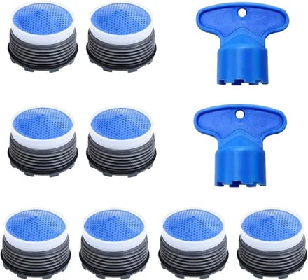 Set van 8 tapfilters met jetregulator en douche sleutel voor waterbesparing zonder spatten