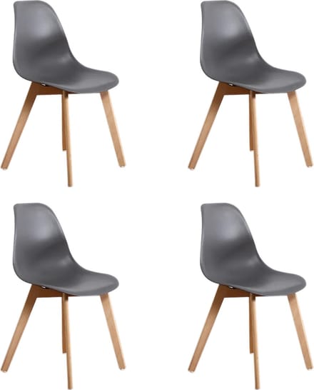 KITO - Eetkamerstoelen - set van 4 eettafel stoelen - grijs