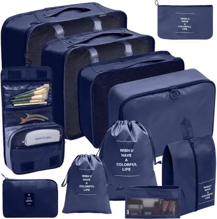 Livano Koffer Organizer Set - Packing Cubes - Compressie - Travel - Compression - Set - Roze 11 stuks