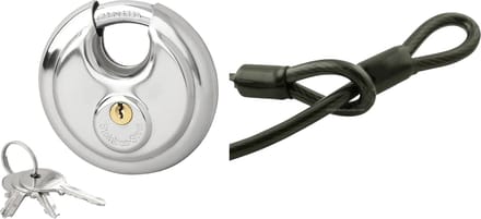 Staalkabel met 90mm discusslot - 3m kabel - geplastificeerd - extra dik 20mm - kabelslot motor