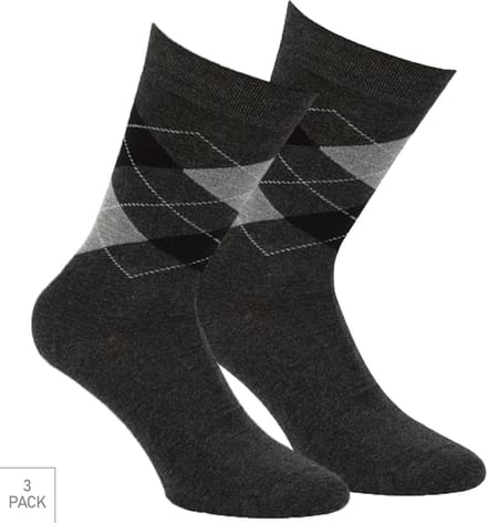 Boru Bamboo - 3-Pack - Geruite Sokken - Bamboe - Hypoallergeen - Heren / Dames - antraciet - 43-45 - 2325