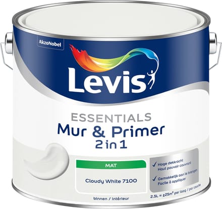 Levis - Essentials Mur & Primer - Cloudy White - 2,5 L