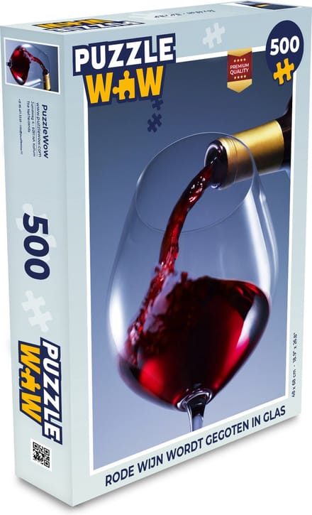 Puzzel Rode wijn wordt gegoten in glas - Legpuzzel - Puzzel 500 stukjes