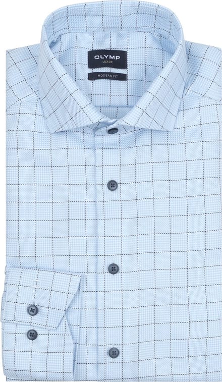 Olymp Luxor Overhemd Multicheck Blauw - Maat 46 - Heren - Overhemden Formeel