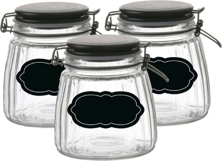 Weckpot/inmaakpot - 4x - 1L - glas - met beugelsluiting - incl. etiketten