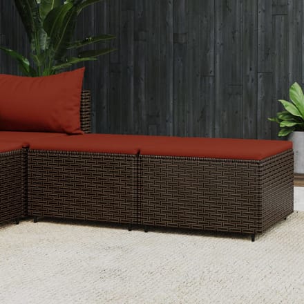 vidaXL - Voetensteunen - 2 - st - met - kussens - poly - rattan - bruin