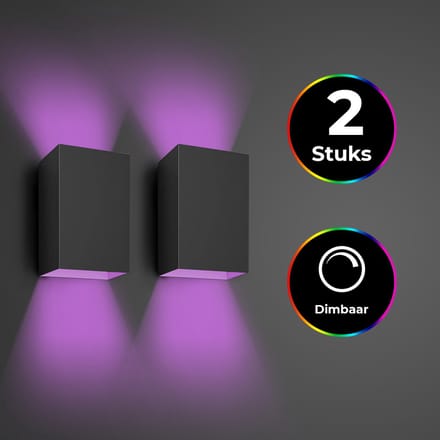 Bolt Electronics® – Wandlamp binnen – RGB – LED verlichting – Bedlamp - Zwart - 2 stuks