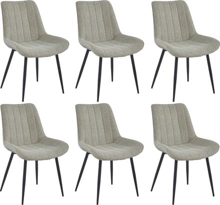 Colenis® - Verta Eetkamerstoel - Set Van 6 - Beige - Bouclé - Industrieel