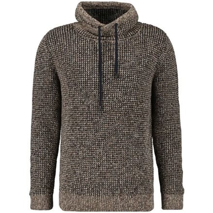 Ragman Trui Texture Knit Stand Up Maseltov Drawstring Collar Taupe-Grijs / male