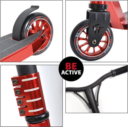 Schildkröt stunt step Flipwhip metallic rood - premium trick scooter.