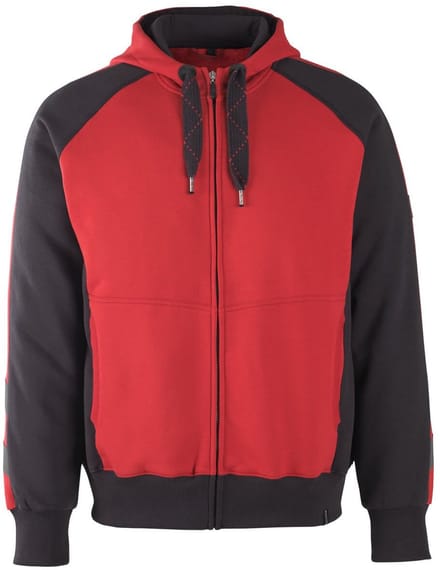 Mascot Unique Capuchontrui met rits 50566-963 - Rood/Zwart - M