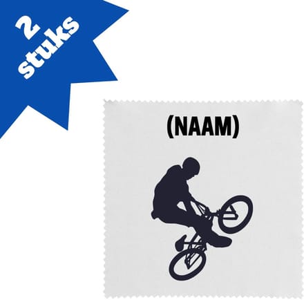 Akyol - bmx met eigen naam brillendoekjes - Sport - fietser - fiets - 17,8 bij 17,8 cm - 2 stuks