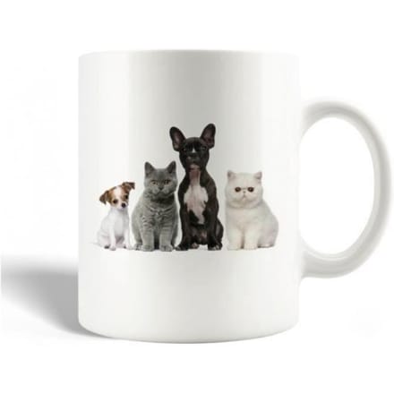 Mug en Céramique Chiens Et Chats Noirs Blancs Gris Et Marrons Races de chats