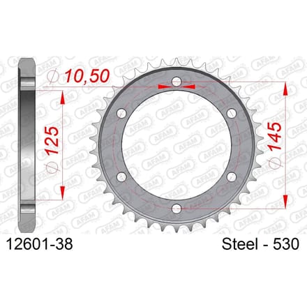 Stalen tandwiel Afam 530 38 dents