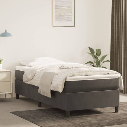 vidaXL - Boxspring - bed - 90x200 - cm - fluweel - donkergrijs